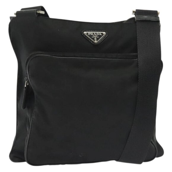 PRADA Shoulder Bag Nylon Black Silver Auth ki5954 - Picture 1 of 15